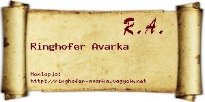 Ringhofer Avarka névjegykártya
